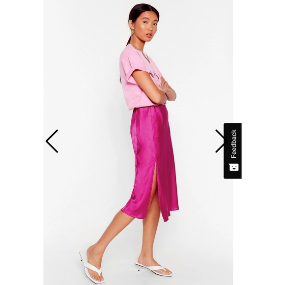 Nasty gal pink satin skirt US2๐๐๐ NWT - Picture 3 of 4